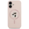 Dėklas Karl Lagerfeld Silicone Karl&Choupette Ring MagSafe skirtas Apple iPhone 17 rožinės spalvos