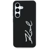 Karl Lagerfeld Silicone Metal Signature Logo Samsung Galaxy S25 dėklas telefonui juodos spalvos