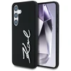 Karl Lagerfeld Silicone Metal Signature Logo Samsung Galaxy S25 dėklas telefonui juodos spalvos