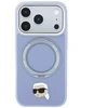 Dėklas Karl Lagerfeld su žiediniu stovu 360 Karl Head Pin MagSafe, skirtas iPhone 18 Pro / 17 Pro, šviesiai mėlynas