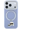Dėklas Karl Lagerfeld su 360° žiediniu stovu Karl & Choupette Heads Pin MagSafe, skirtas iPhone 18 Pro/17 Pro