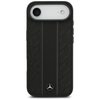 Dėklas Mercedes Leather Laurel Leaves Stripes MagSafe skirtas Apple iPhone 17 Air juodos spalvos