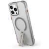 Dėklas „Skinarma Helix“ titano spalvos magnetinis įkrovimo stovas, skirtas „Apple iPhone 16 Pro“ telefonui.