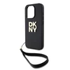 Apple iPhone 15 Pro DKNY Hardcase Wrist Strap Stock Logo (DKHCP15LPBSWSK) dėklas telefonui juodos spalvos