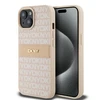 Apple iPhone 15 plus / 14 plus DKNY dėklas odinis Mono Stripe &amp; Metal Logo (DKHCP15MPRTHSLP) rožinės spalvos