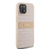 Apple iPhone 15 plus / 14 plus DKNY dėklas odinis Mono Stripe &amp; Metal Logo (DKHCP15MPRTHSLP) rožinės spalvos