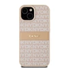 Apple iPhone 15 plus / 14 plus DKNY dėklas odinis Mono Stripe &amp; Metal Logo (DKHCP15MPRTHSLP) rožinės spalvos