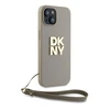 Dėklas Apple iPhone 13 / 14 / 15 DKNY Hardcase Wrist Strap Stock logotipas (DKHCP15SPBSWSE) smėlio spalvos