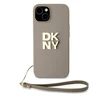 Dėklas Apple iPhone 13 / 14 / 15 DKNY Hardcase Wrist Strap Stock logotipas (DKHCP15SPBSWSE) smėlio spalvos