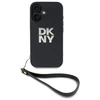 DKNY DKHCP16SPBSWSK Apple iPhone 16 6.1" dėklas telefonui juodos spalvos Wrist Strap Stock Logo