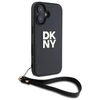 DKNY DKHCP16SPBSWSK Apple iPhone 16 6.1" dėklas telefonui juodos spalvos Wrist Strap Stock Logo