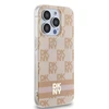 Apple iPhone 13 Pro DKNY dėklas IML Checkered Mono Pattern &amp; Printed Stripes MagSafe (DKHMP13LHCPTSP) rožinės spalvos