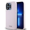 Apple iPhone 14 Pro DKNY dėklas Liquid silikoninis Small Metal Logo MagSafe DKHMP14LSMCHLP rožinės spalvos