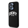 Apple iPhone 14 Pro DKNY dėklas Liquid Silicone Baltas Printed Logo MagSafe (DKHMP14LSNYACH) juodos spalvos