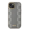 Dėklas Apple iPhone 14 DKNY odinis languotas monofoninis raštas MagSafe (DKHMP14SPCPVSLE) smėlio spalvos
