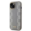 Dėklas Apple iPhone 14 DKNY odinis languotas monofoninis raštas MagSafe (DKHMP14SPCPVSLE) smėlio spalvos