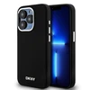 Apple iPhone 15 Pro DKNY dėklas Liquid Silicone Small Metal Logo MagSafe (DKHMP15LSMCHLK) juodos spalvos