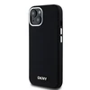 Apple iPhone 13 / 14 / 15 DKNY dėklas Liquid silikoninis Small Metal Logo MagSafe (DKHMP15SSMCHLK) juodos spalvos