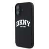 DKNY Liquid Silicone Arch Logo MagSafe Apple iPhone 16 Plus dėklas telefonui juodos spalvos