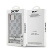 DKNY PU Leather Checkered Pattern and Stripe dėklas telefonui Apple iPhone 14 rusvai gelsvas