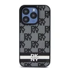 Apple iPhone 15 Pro DKNY odinis dėklas Checkered Mono Pattern & Printed Stripes (DKHCP15LPCPTSSK) juodos spalvos