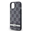 DKNY PU Leather Checkered Pattern and Stripe dėklas telefonui Apple iPhone 13 juodos spalvos