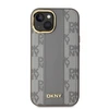DKNY PU Leather Checkered Pattern Magsafe dėklas telefonui Apple iPhone 15 rusvai gelsvas