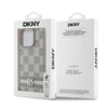 DKNY PU Leather Checkered Pattern and Stripe dėklas telefonui Apple iPhone 13 Pro rusvai gelsvas