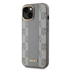 DKNY PU Leather Checkered Pattern Magsafe dėklas telefonui Apple iPhone 15 rusvai gelsvas