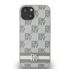 DKNY PU Leather Checkered Pattern and Stripe dėklas telefonui Apple iPhone 14 rusvai gelsvas