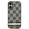 DKNY PU Leather Checkered Pattern and Stripe dėklas skirtas Apple iPhone 17 juodos spalvos