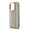 DKNY PU Leather Checkered Pattern Magsafe dėklas telefonui Apple iPhone 15 Pro Max rusvai gelsvas