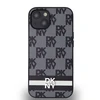 DKNY PU Leather Checkered Pattern and Stripe dėklas telefonui Apple iPhone 13 juodos spalvos