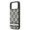 DKNY PU Leather Checkered Pattern and Stripe dėklas skirtas Apple iPhone 17 Pro Max juodos spalvos
