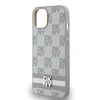 DKNY PU Leather Checkered Pattern and Stripe dėklas telefonui Apple iPhone 14 rusvai gelsvas