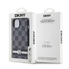 DKNY PU Leather Checkered Pattern and Stripe dėklas telefonui Apple iPhone 13 juodos spalvos