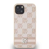 DKNY PU Leather Checkered Pattern and Stripe dėklas telefonui Apple iPhone 13 rožinės spalvos