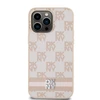 Apple iPhone 15 Pro Max DKNY dėklas odinis Checkered Mono Pattern & Printed Stripes (DKHCP15XPCPTSSP) rožinės spalvos