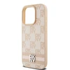 DKNY PU Leather Checkered Pattern and Stripe dėklas telefonui Apple iPhone 13 Pro Max rožinės spalvos