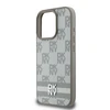 Dėklas DKNY PU Leather Checkered Pattern and Stripe Apple iPhone 16 Pro Max rusvai gelsvas