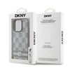 Dėklas DKNY PU odos languotų raštų ir juostelių Apple iPhone 16 Pro rusvai gelsvas