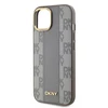 DKNY PU Leather Checkered Pattern Magsafe dėklas telefonui Apple iPhone 15 rusvai gelsvas