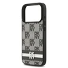 DKNY PU Leather Checkered Pattern and Stripe dėklas skirtas Apple iPhone 17 Pro juodos spalvos