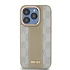 DKNY PU Leather Checkered Pattern Magsafe dėklas telefonui Apple iPhone 15 Pro Max rusvai gelsvas