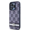 DKNY PU Leather Checkered Pattern and Stripe dėklas telefonui Apple iPhone 15 Pro Max mėlynos spalvos