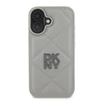 DKNY PU Leather Quilted Stack Logo Apple iPhone 16 Plus dėklas telefonui pilkos spalvos