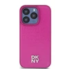 Apple iPhone 15 Pro DKNY odinis dėklas Monogram Pattern Metal Logo MagSafe (DKHMP15LPSHRPSP) rožinės spalvos