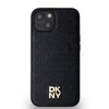 Apple iPhone 13 / 14 / 15 DKNY odinis dėklas Monogram Pattern Metal Logo MagSafe (DKHMP14SPSHRPSK) juodos spalvos