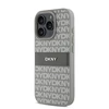 DKNY PU Leather Repeat Pattern Tonal Stripe Apple iPhone 16 Pro dėklas telefonui smėlio spalvos