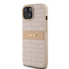DKNY DKHCP15SPRTHSLP Apple iPhone 15 14 13 6.1 inch rožinės spalvos kietas dėklas Leather Mono Stripe & Metal Logo